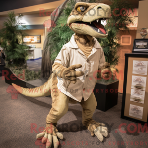 Tan Utahraptor mascot...