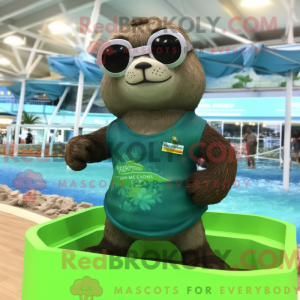 Olive Otter maskot kostume...