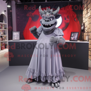 Gray Devil mascot costume...