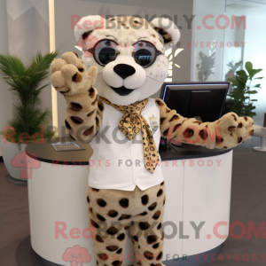 Tan Leopard maskot kostume...