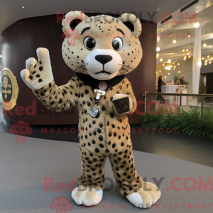 Tan Leopard maskot kostume...