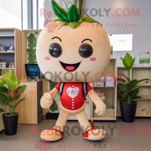 Beige Strawberry mascot...
