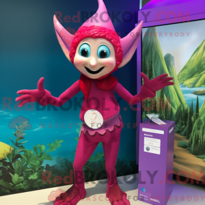 Magenta Elf mascot costume...