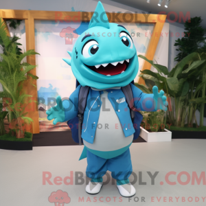 Cyan tun maskot kostume...