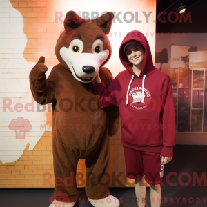 Maroon Dingo maskot kostume...