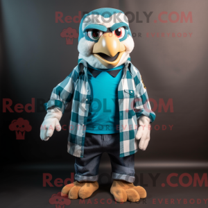 Teal Hawk-mascottekostuum...