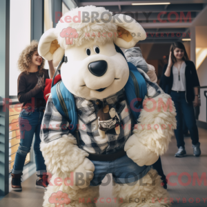 Cream Suffolk Sheep maskot...