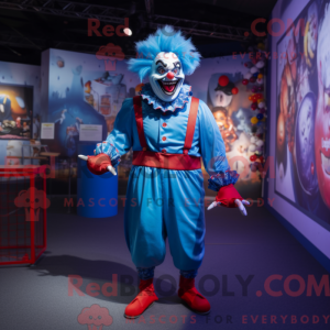 Blue Evil Clown mascot...