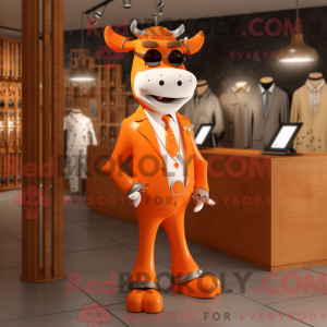 Orange Cow mascot costume...