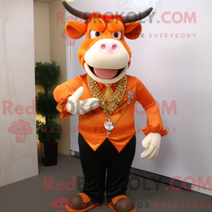 Orange Cow maskot drakt...