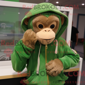Grøn Capuchin Monkey maskot...