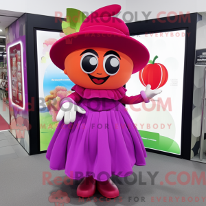 Magenta æble maskot kostume...