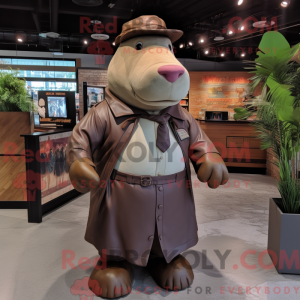 Brown Hippopotamus mascot...