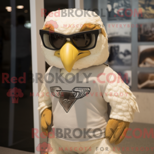 Beige Eagle maskot kostume...