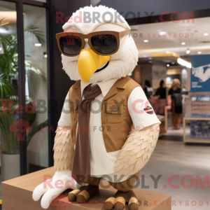 Beige Eagle mascot costume...