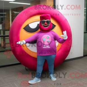 Magenta Bagels mascot...