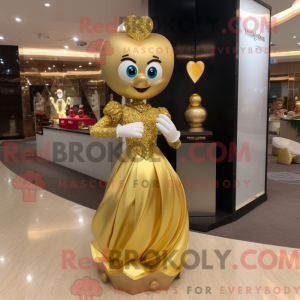Gold Heart maskot kostume...