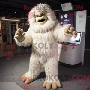 Beige Yeti mascot costume...