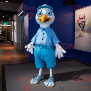 Blue Seagull maskot kostume...