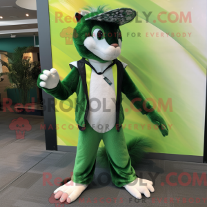 Green Skunk mascot costume...