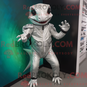 Sølv Geckos maskot kostume...