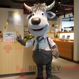 Gray Cow mascot costume...