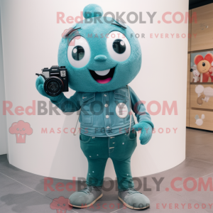 Teal Camera mascottekostuum...