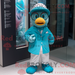 Teal Doctor mascot costume...