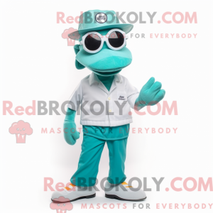 Teal Doctor maskot kostume...