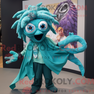 Blågrøn Medusa maskot...
