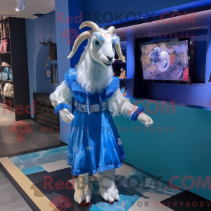 Blue Goat maskot kostume...