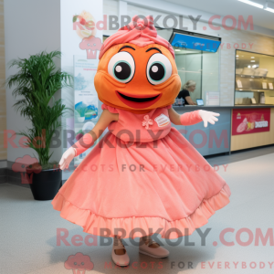 Peach Salmon maskot kostume...