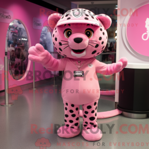 Pink Jaguar maskot kostume...