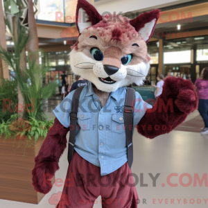 Maroon Lynx maskot kostume...