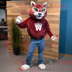 Maroon Lynx maskot kostume...