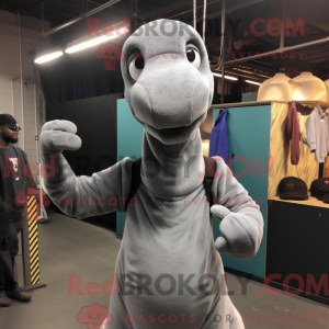 Grå Brachiosaurus maskot...