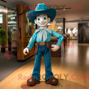 Cyan Cowboy Maskottchen...