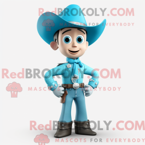 Cyan Cowboy Maskottchen...