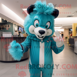 Cyan Skunk mascot costume...