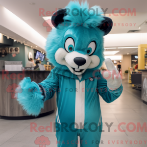 Cyan Skunk maskot kostume...