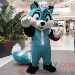 Cyan Skunk Maskottchen...