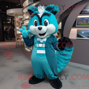 Cyan Skunk maskot kostume...