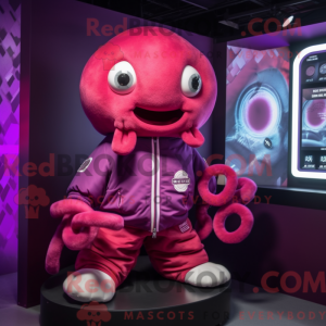 Magenta Octopus maskot...