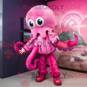 Magenta Octopus mascot...