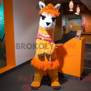 Oranje lama mascottekostuum...