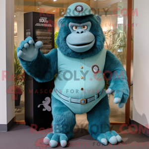Teal Gorilla mascot costume...