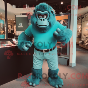 Teal Gorilla mascot costume...