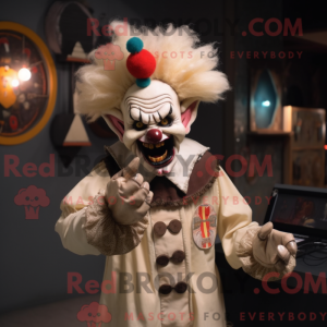Beige Evil Clown maskot...