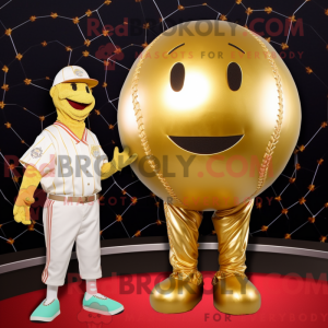 Gold Baseball Ball mascot...