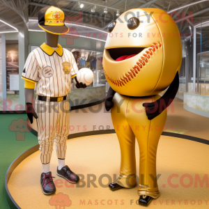 Gold Baseball Ball mascot...